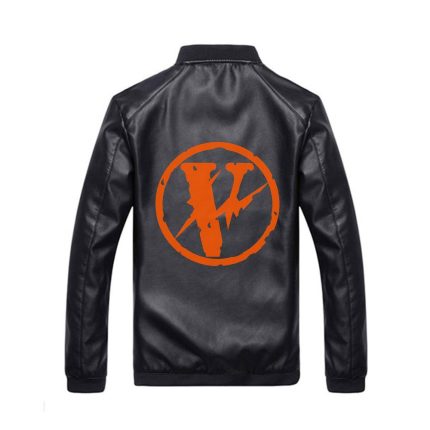 Vlone Logo Black Leather Jacket