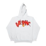 Vlone Halloween Flaming Pumpkin Hoodie – White