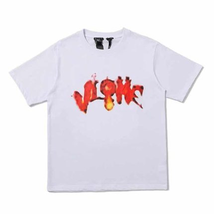 Vlone Halloween Flaming Pumpkin Tee – White