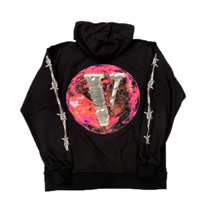 Vlone x Juice Wrld Planet Barbed Wire Black Hoodie